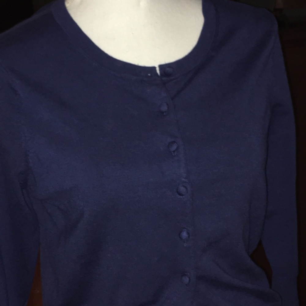 Audrey & Grace Womens Cardigan Navy Buttons Sz PM